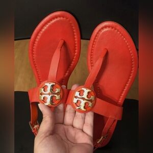 Tory Burch Bryce Dillan Vibrant Red Thong Sandal Slingback 10
